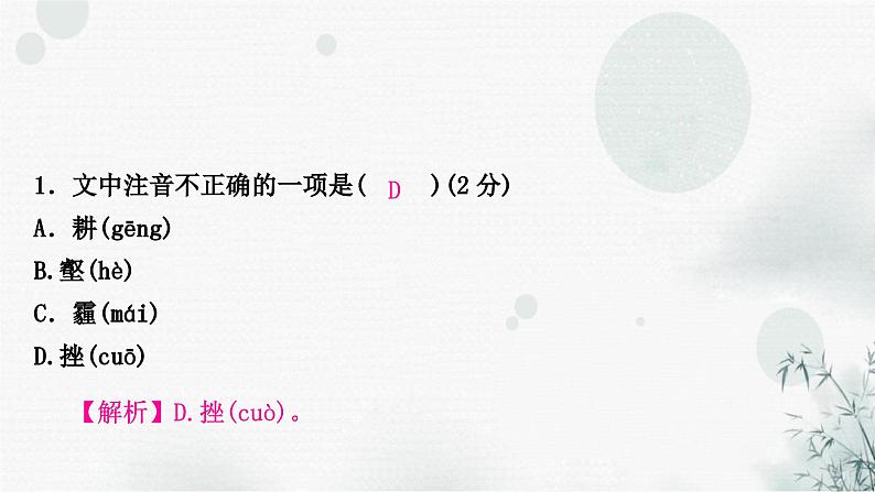 中考语文复习积累与运用专题一语段综合考点1字音字形课件第6页