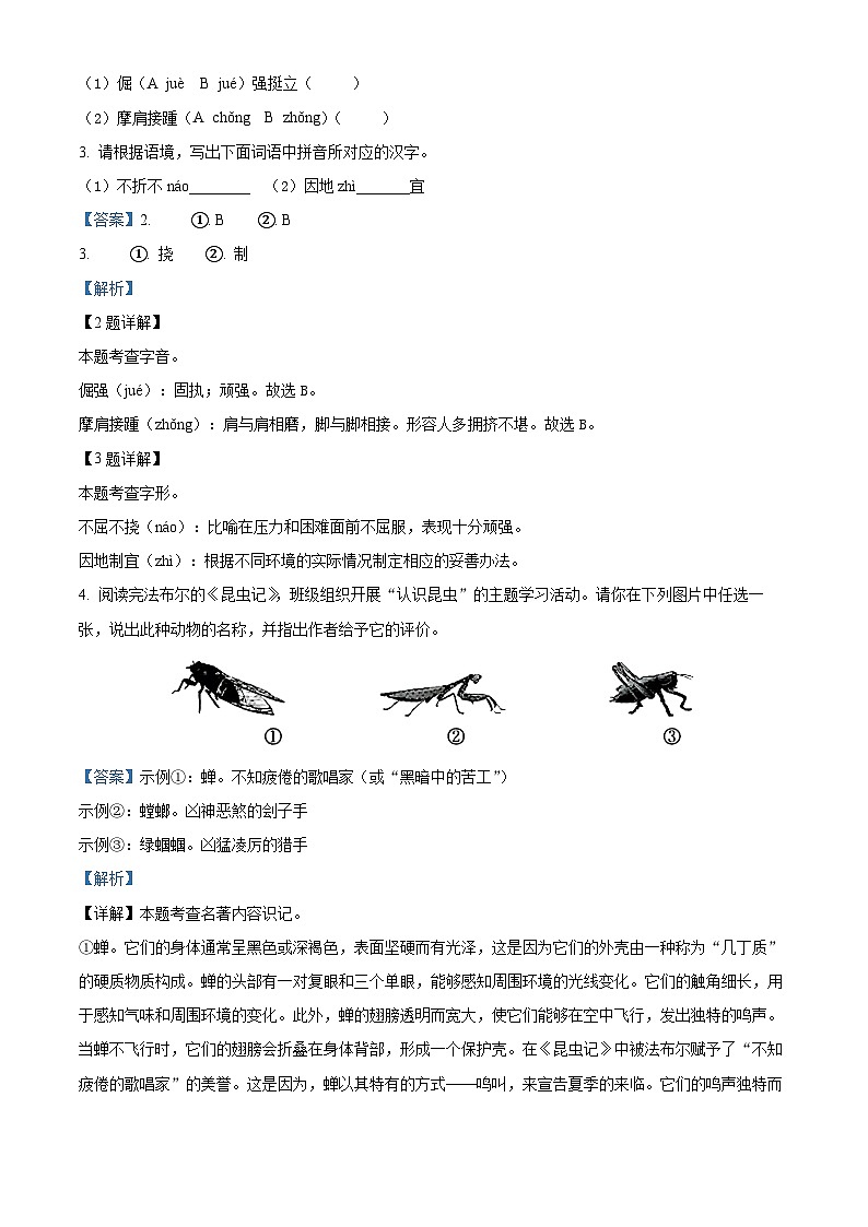 49,陕西省西安市莲湖区2023-2024学年八年级上学期期末语文试题第2页