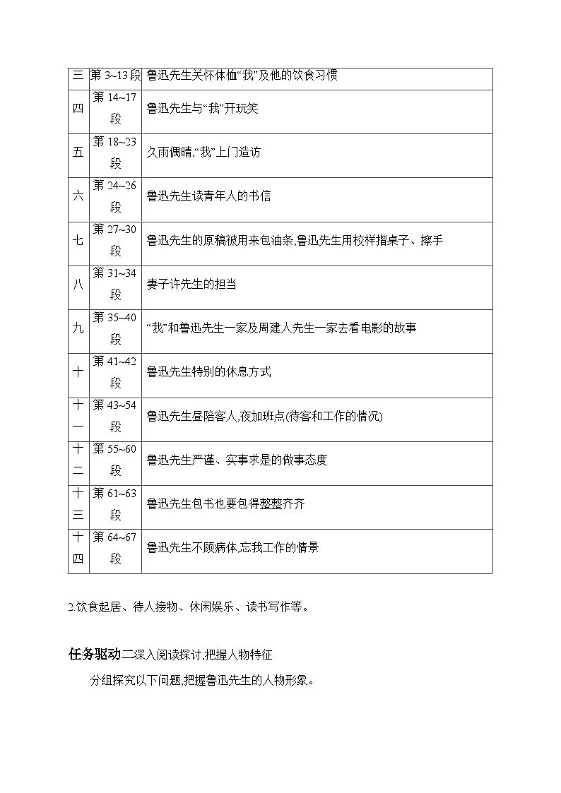 第3课《回忆鲁迅先生》导学案+2023—2024学年统编版语文七年级下册第3页