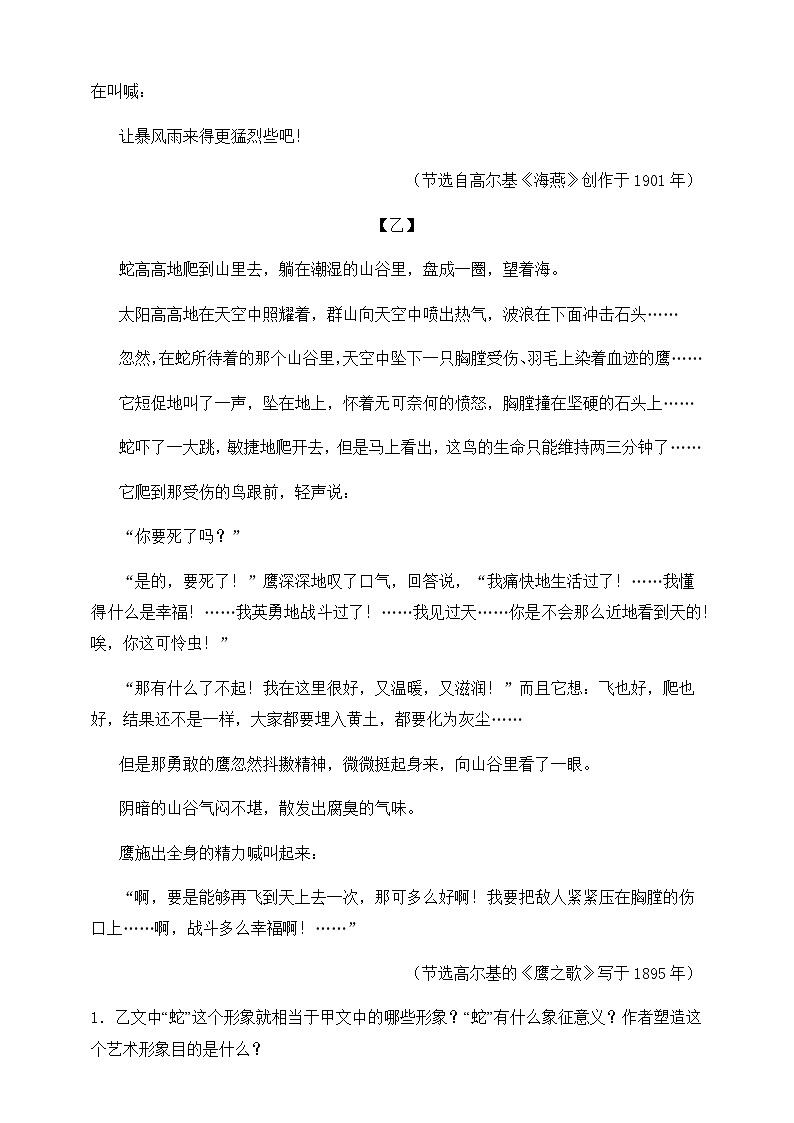人教部编版九年级语文下册-4.海燕 同步练习 (含答案解析)02