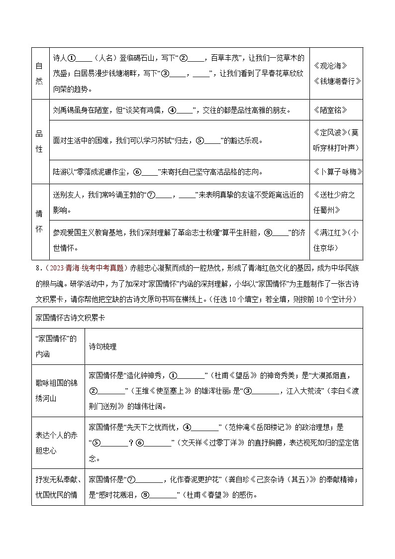 专题05 名句名篇默写(第02期)-学易金卷:2023年中考语文真题分项汇编(全国通用)(原卷版)第3页