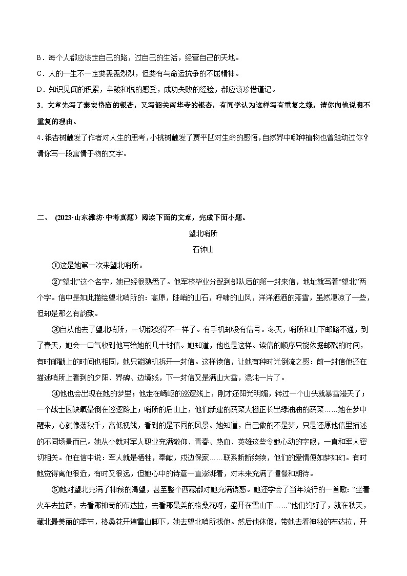 2024年中考语文第一轮考点复习(全国通用) 专题11:记叙文阅读之情节与线索【习题精练】 (原卷版+解析)第3页