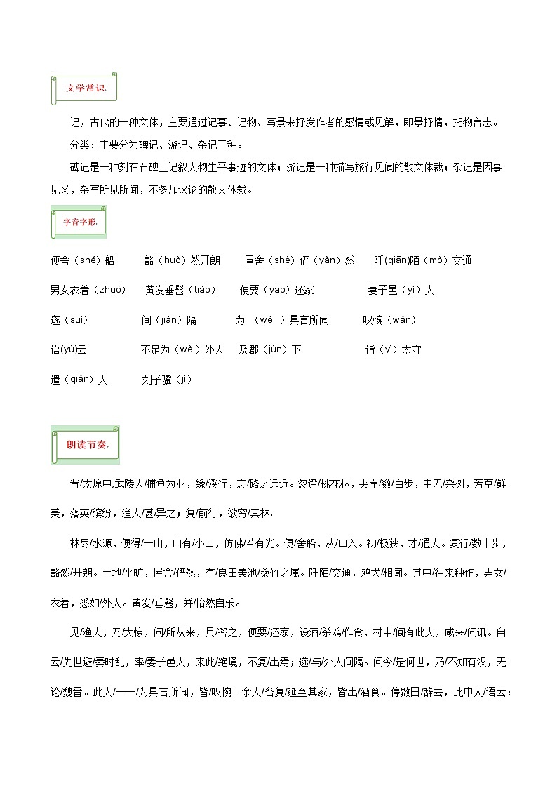 专题04 文言文:八下-备战2024年中考语文一轮复习必备知识清单(全国通用)第2页