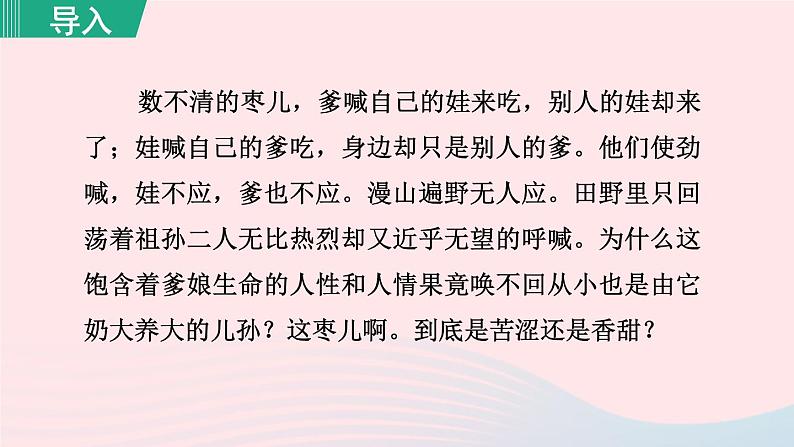 2024春九年级语文下册第5单元19枣儿第1课时教学课件(部编版)第1页