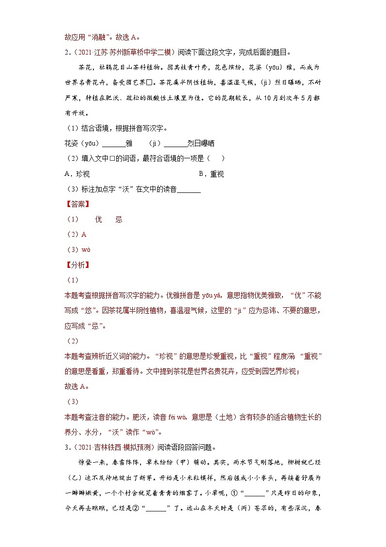 中考语文考点一遍过 考点03 语言运用之综合运用(原卷版)第3页