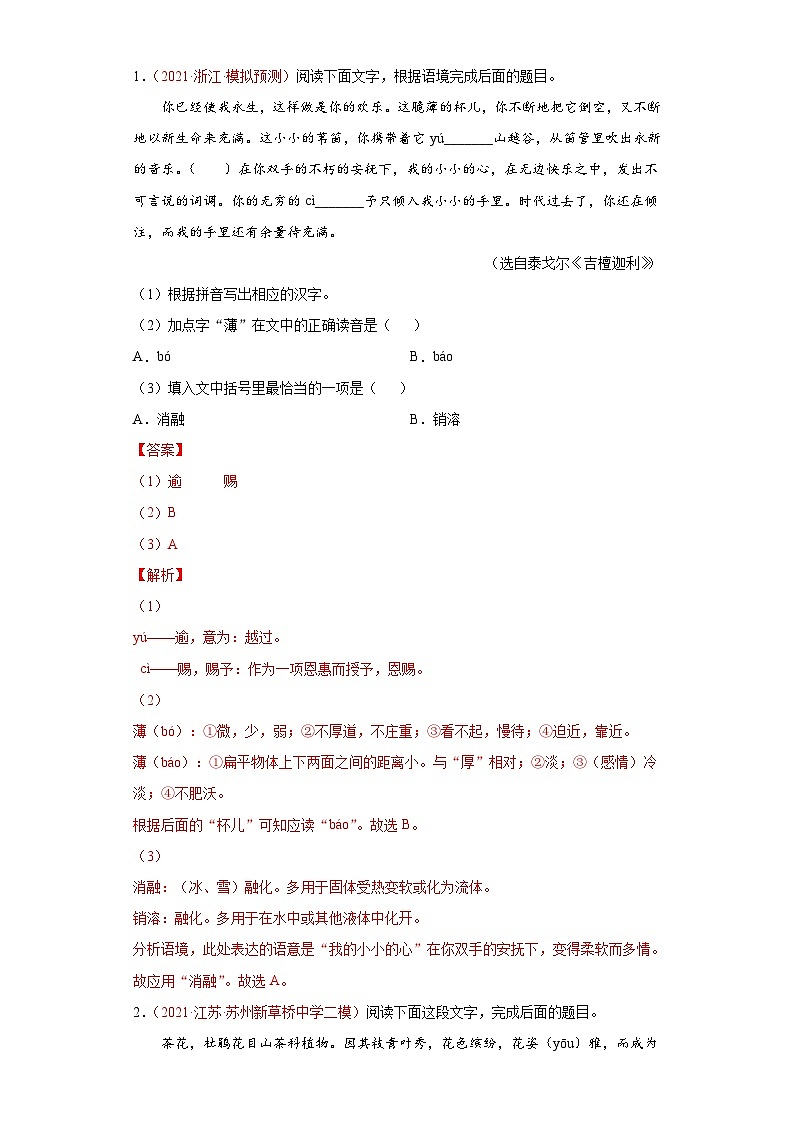 中考语文考点一遍过 考点03 语言运用之综合运用(教师版)第2页