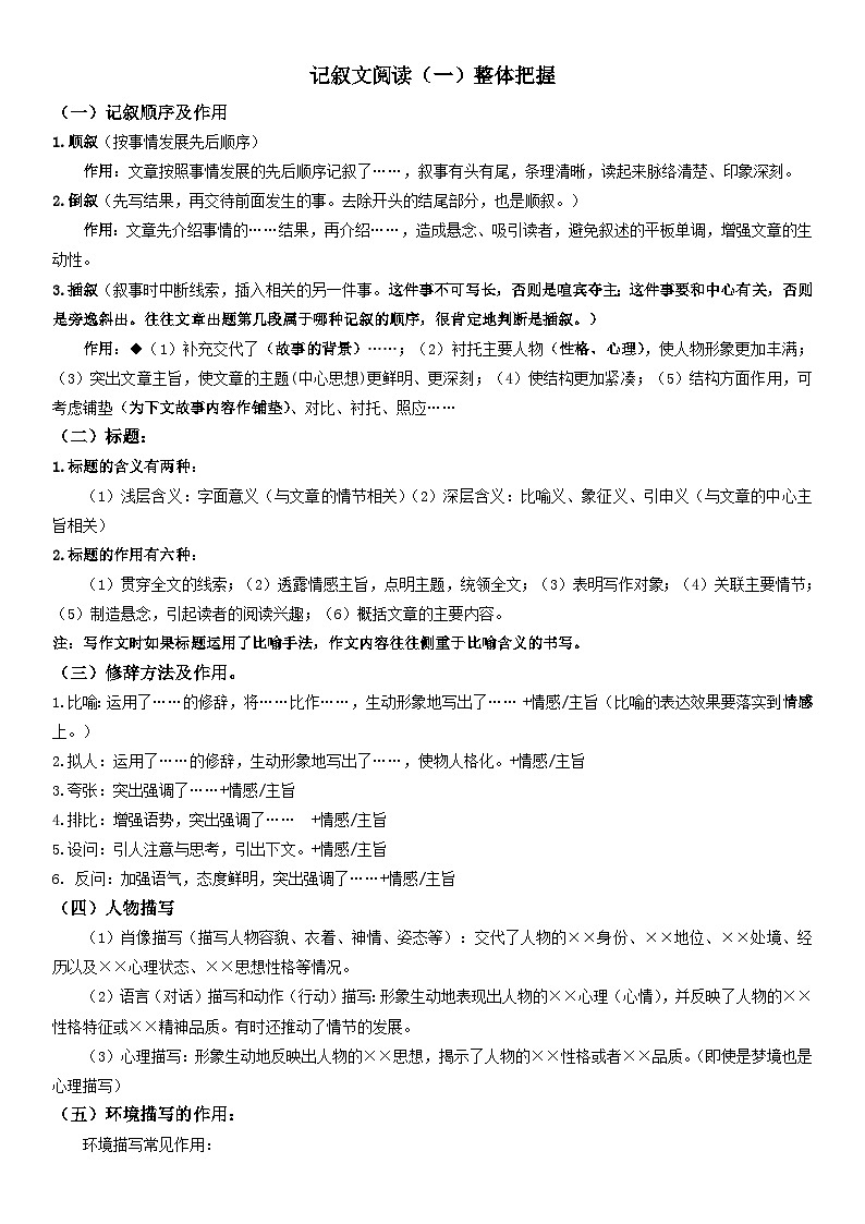 2024年中考语文【热点重点难点】专练(上海专用)热点03记叙文阅读-常见题型(原卷版+解析)第1页