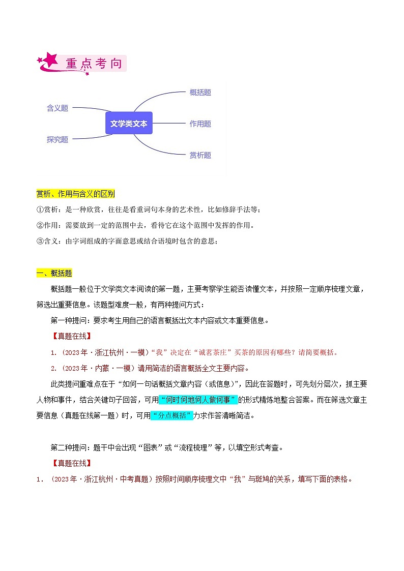 备战2024年中考语文一轮复习考点(浙江专用)考点09散文阅读之五题汇讲(原卷版+解析)第2页