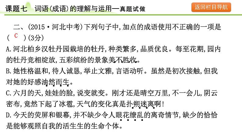 9.课题七 词语(成语)的理解与运用课件---2024年中考语文一轮复习第7页