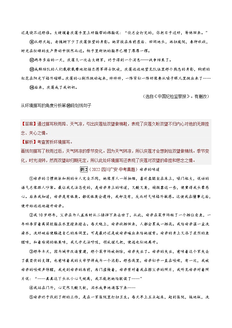 专题15 记叙文阅读之环境描写-2023年中考总复习真题探究与变式训练(全国通用)(原卷版)第3页