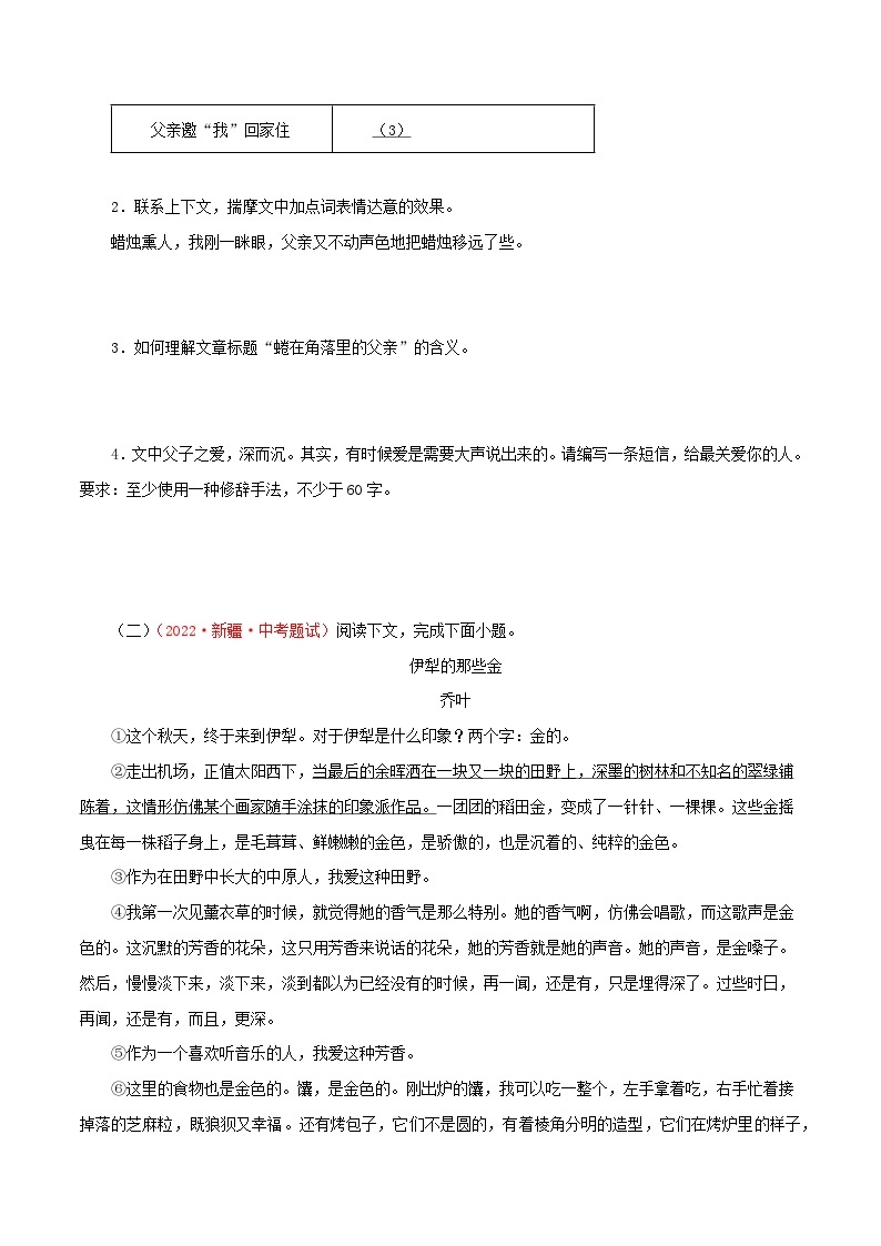 最新中考语文一轮复习讲练测  专题19  记叙文阅读（综合）（上）（测试）03