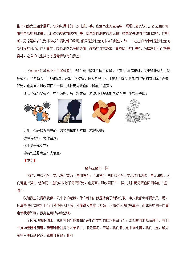 最新中考语文一轮复习讲练测 专题25 命题作文(测试)03
