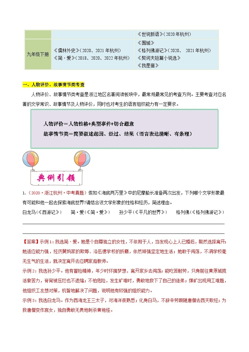 考点08 名著阅读之探究题学案-备战2023年中考语文一轮复习考点帮（浙江专用）02