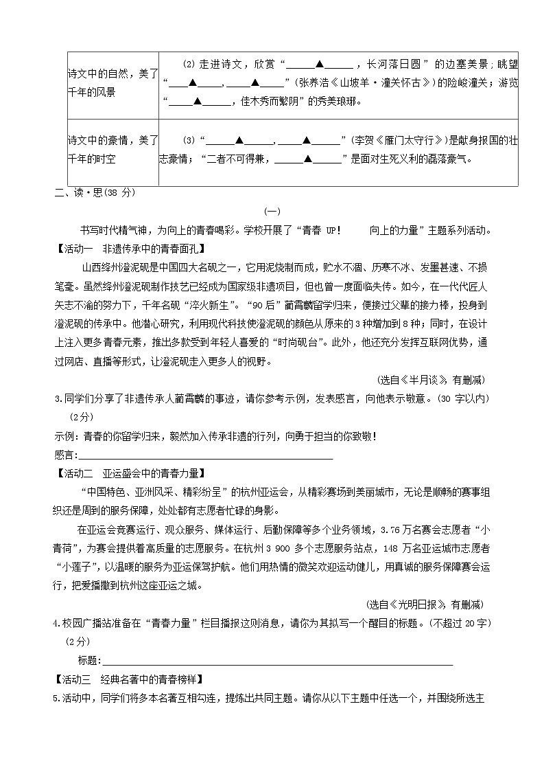 2024年山西省大宁县部分学校中考一模语文试题02