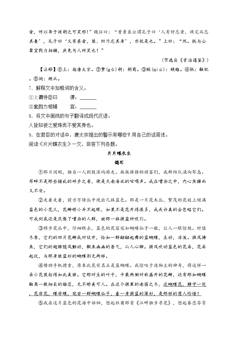 湖南省株洲市茶陵县2024届九年级中考一模语文试卷(含答案)02