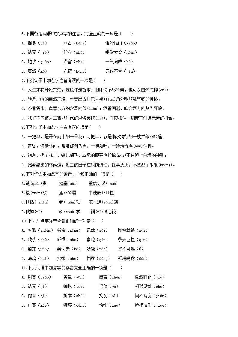 2024中考二轮专题复习第01讲 字音字形练习(原卷版)第2页