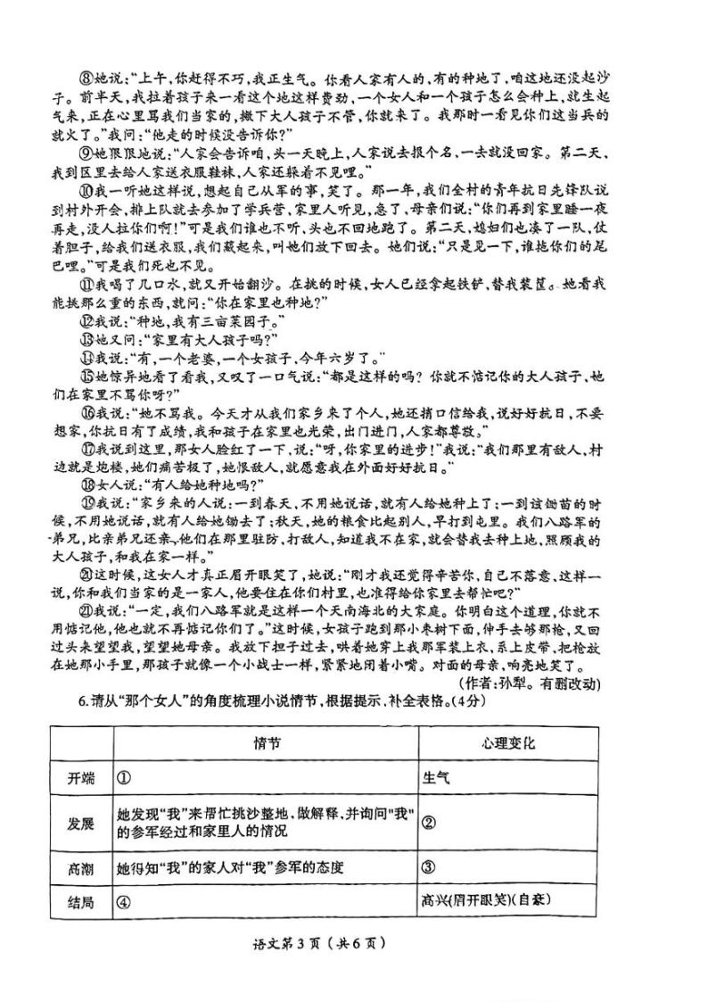 2024年河南省洛阳市西工区中考一模语文试卷03