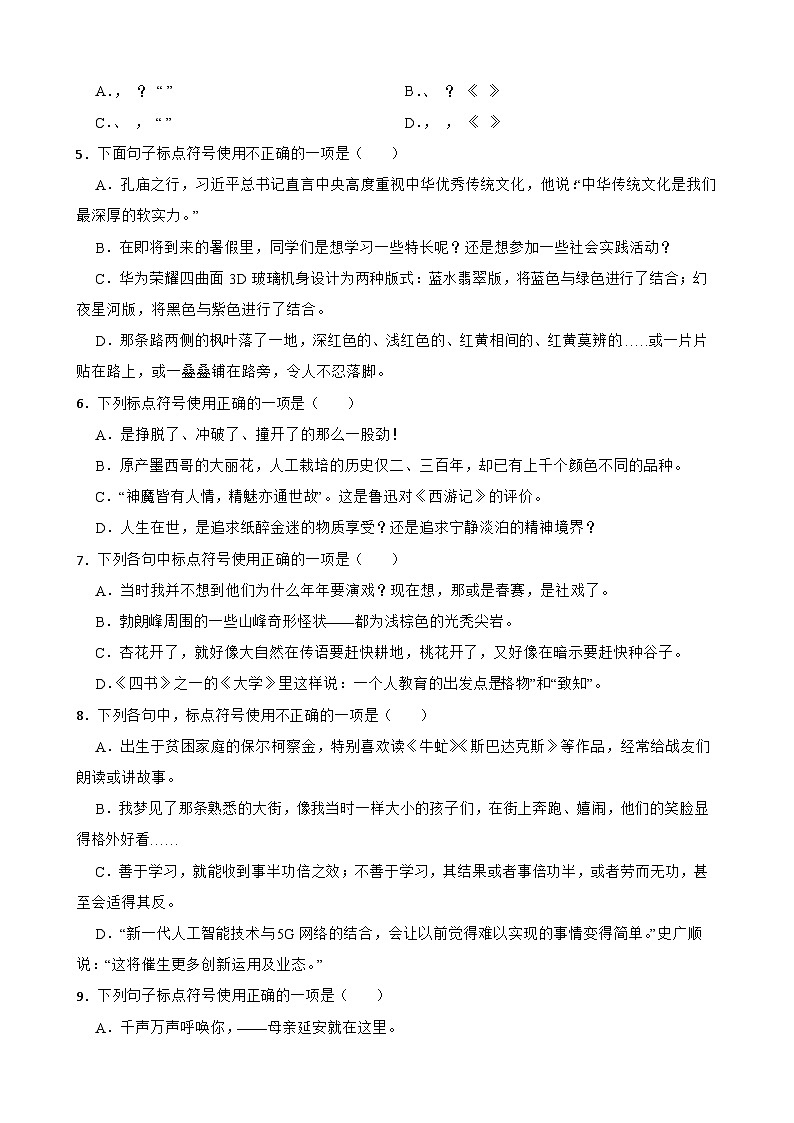06标点符号-八年级语文下册专题复习(原卷版)第2页