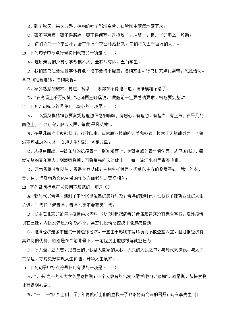 06标点符号-八年级语文下册专题复习(原卷版)第3页
