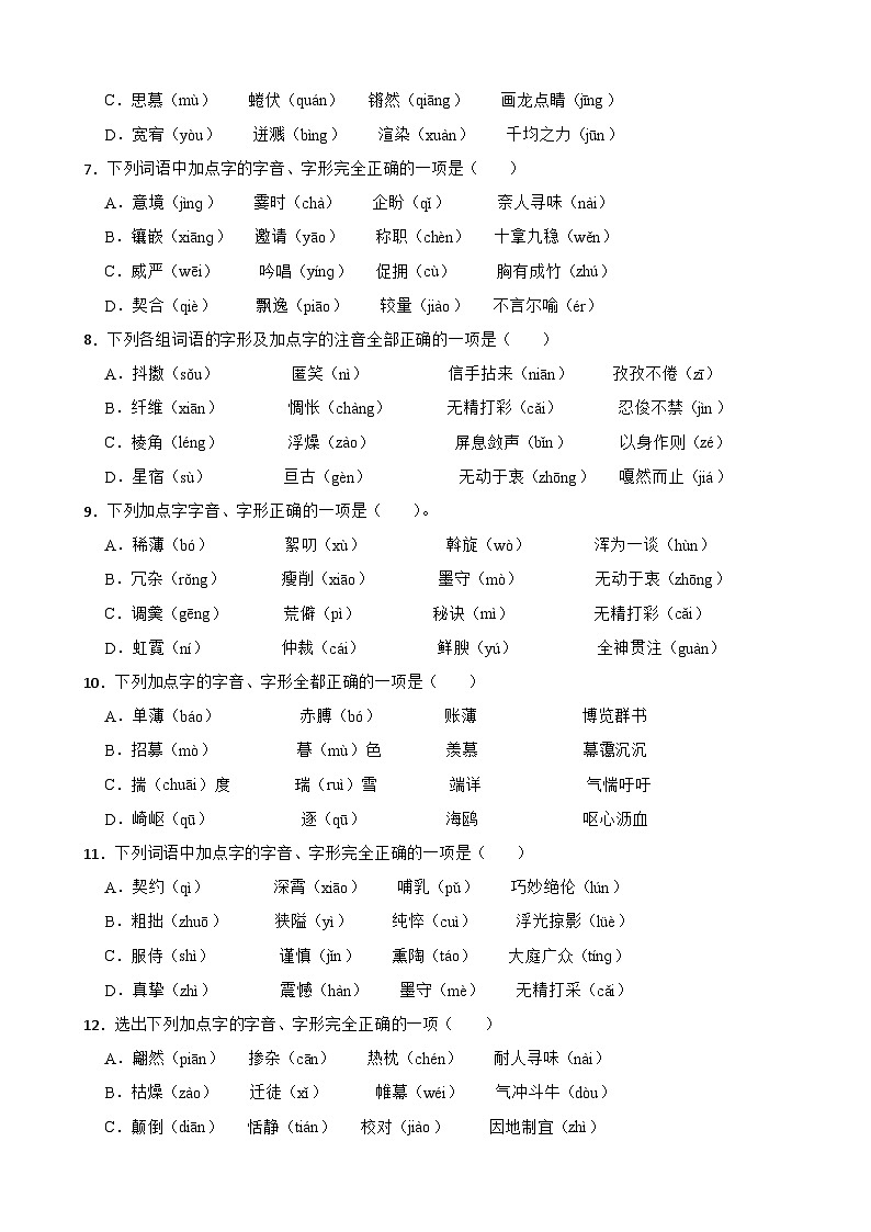 03字音字形-中考语文专题复习(原卷版)第2页