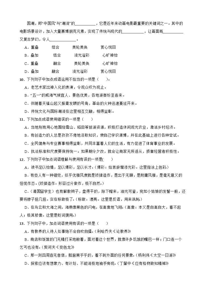 04词语运用-中考语文专题复习(原卷版)第3页