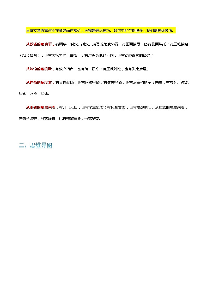 专题08 古诗鉴赏-2024年中考语文一轮复习知识点全覆盖+考查趋势+思维导图+复习要点+解题方法第2页