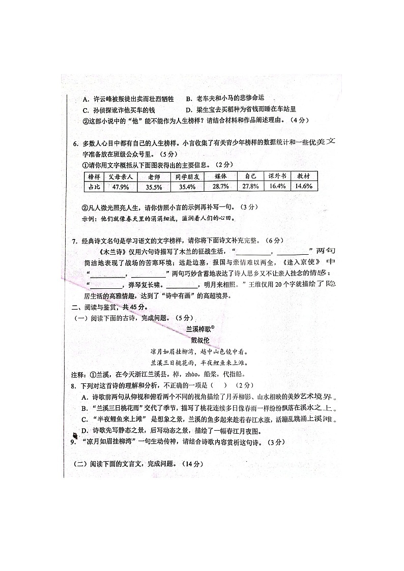 山东省菏泽市鲁西新区2023-2024学年七年级下学期期中语文试题第2页