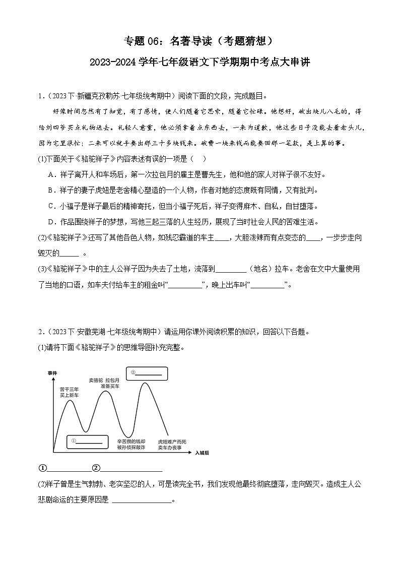 【期中讲练测】统编版七年级下册语文 专题06:名著导读(考点专练).zip01