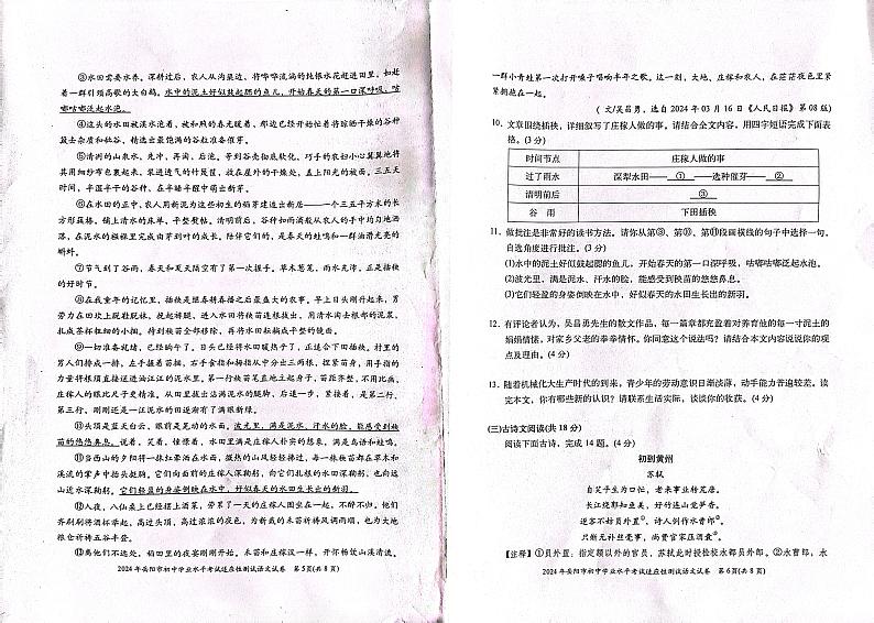 2024年湖南省岳阳市岳阳县中考一模语文试卷03