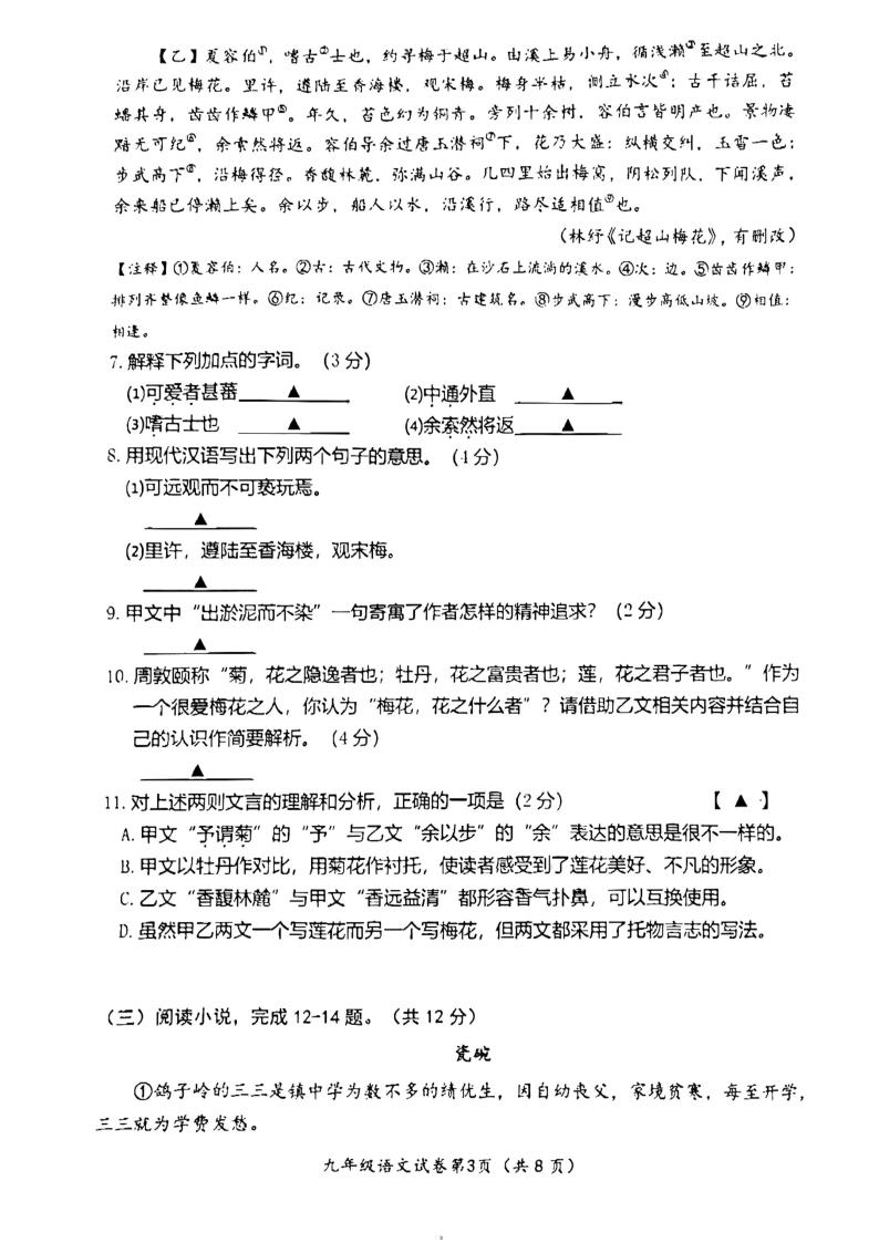 江苏省常州市2023-2024学年九年级4月教学情况调研测试语文试题03