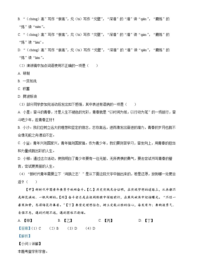 湖南省永州市东安县2023-2024学年九年级下学期期中语文试题（原卷版+解析版）02