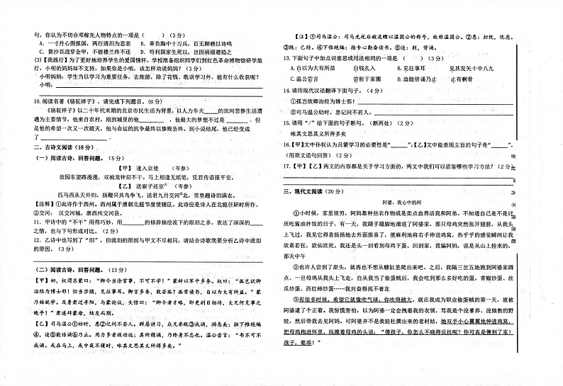 甘肃省武威市凉州区武威第二十五中学2023-2024学年七年级下学期5月期中语文试题第2页