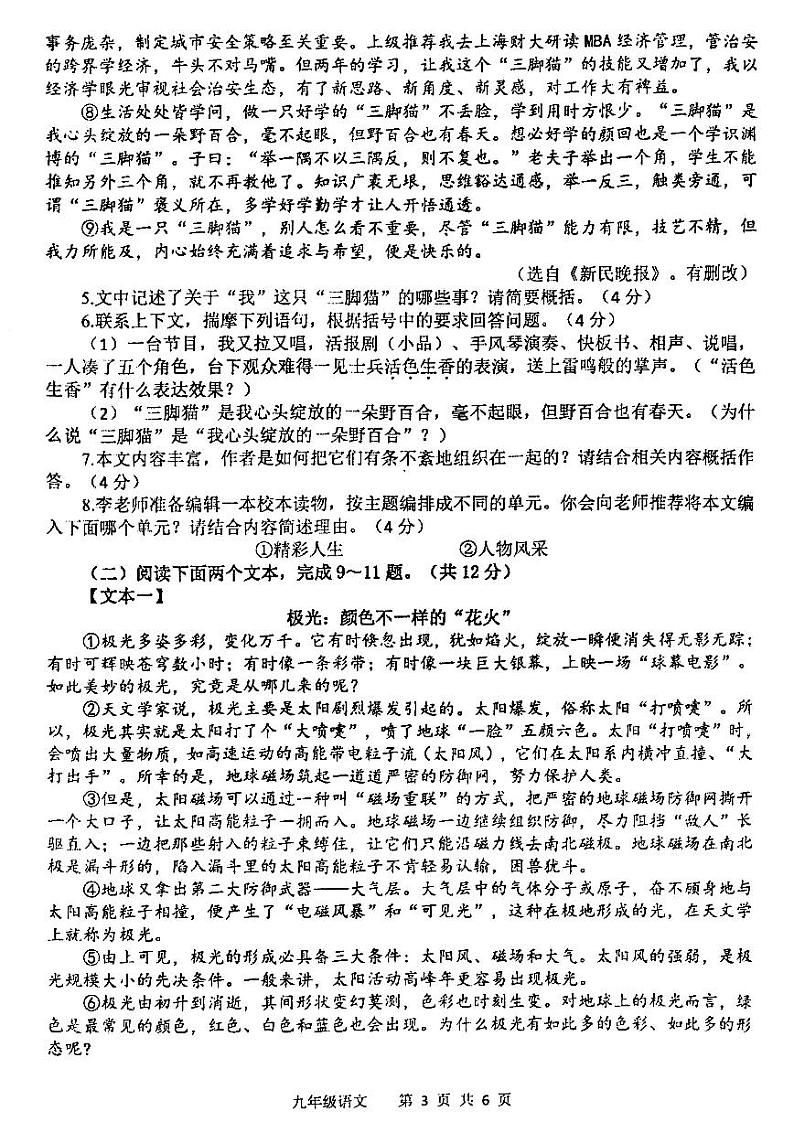2024年河南省平顶山市九年级中招二模语文试题及参考答案03