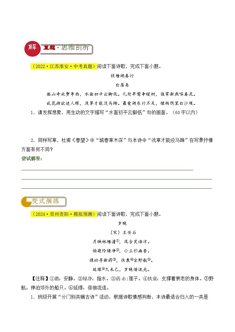 题型19 描绘画面类题型(答题模板)-2024年中考语文答题技巧分类训练(原卷版)第3页