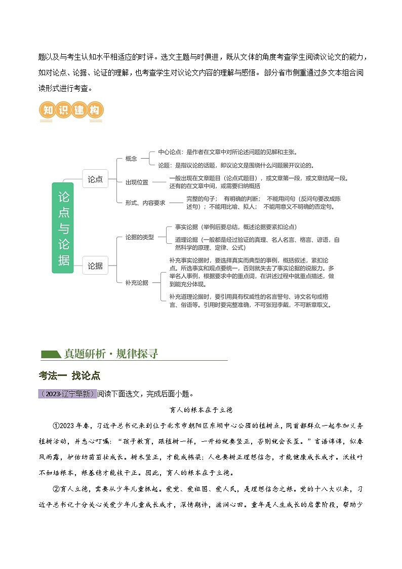专题26 论点与论据(两大考法,三个知识点)(讲练)-2024年中考语文二轮复习讲练测(全国通用)(原卷版)第3页