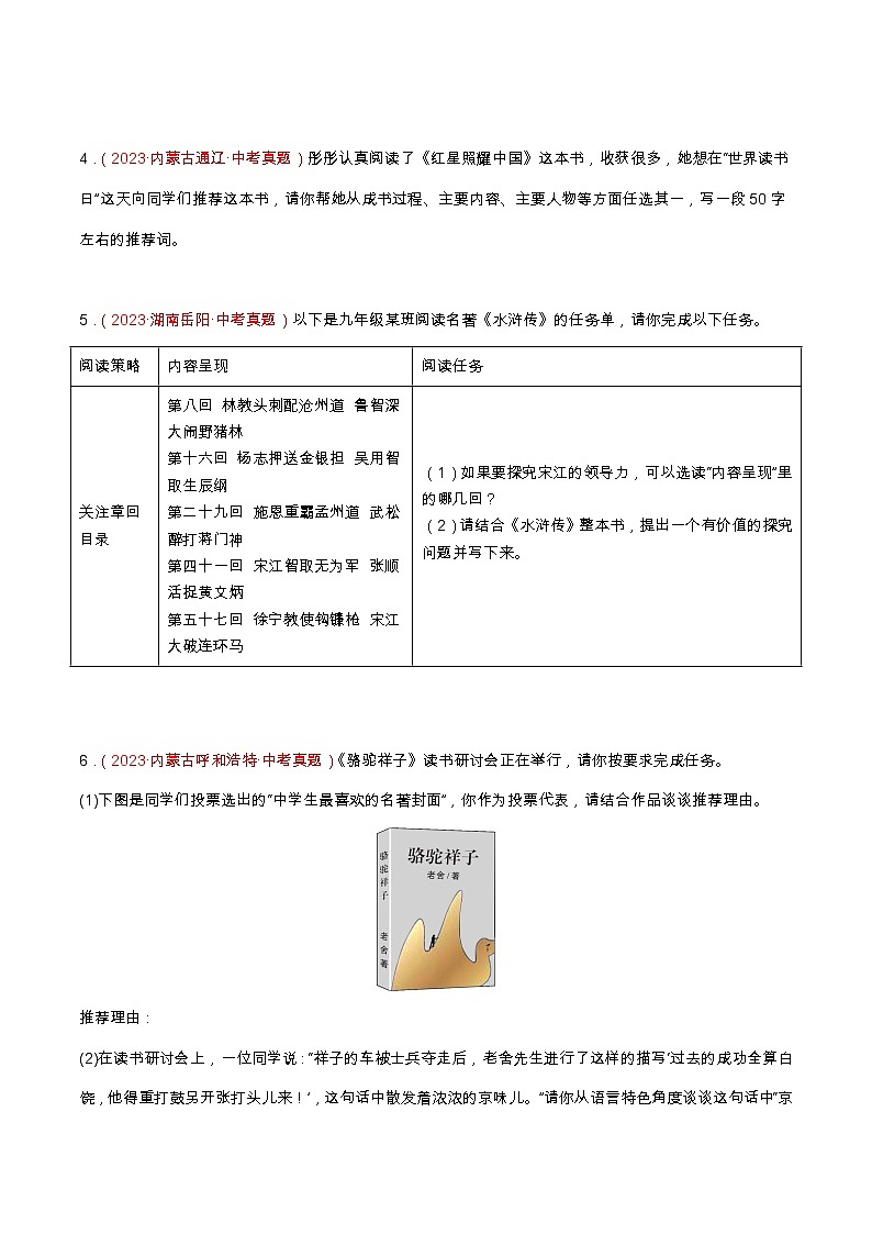 专题11 名著阅读(查补能力·提升练)(原卷版)第2页
