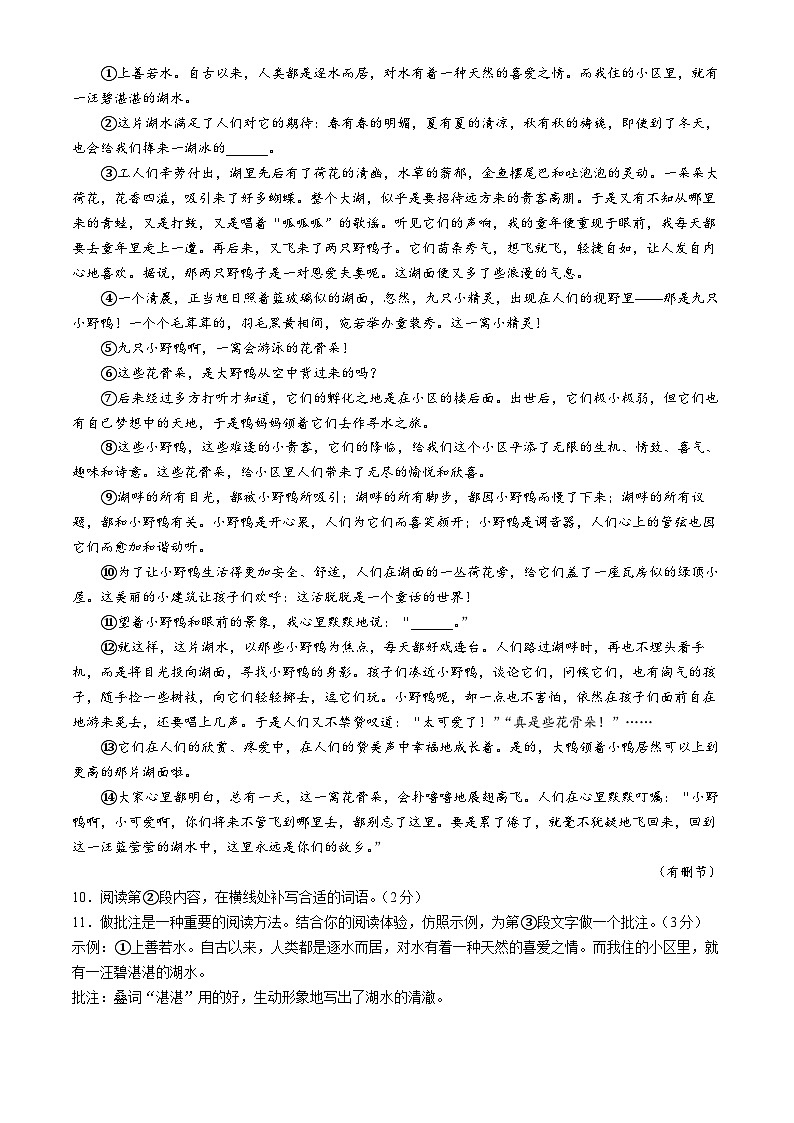 17,河北省保定市清苑区2023-2024学年七年级下学期期中语文试题第3页