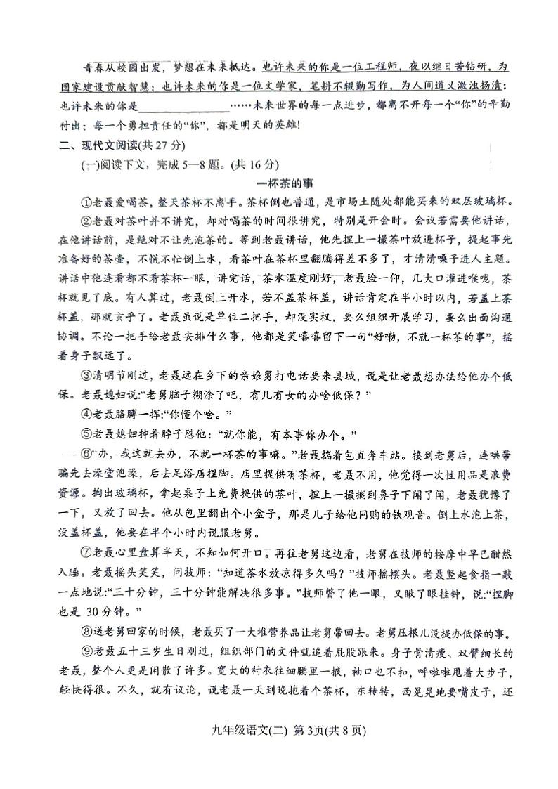 2024年河南省南阳市中考二模语文试题第3页