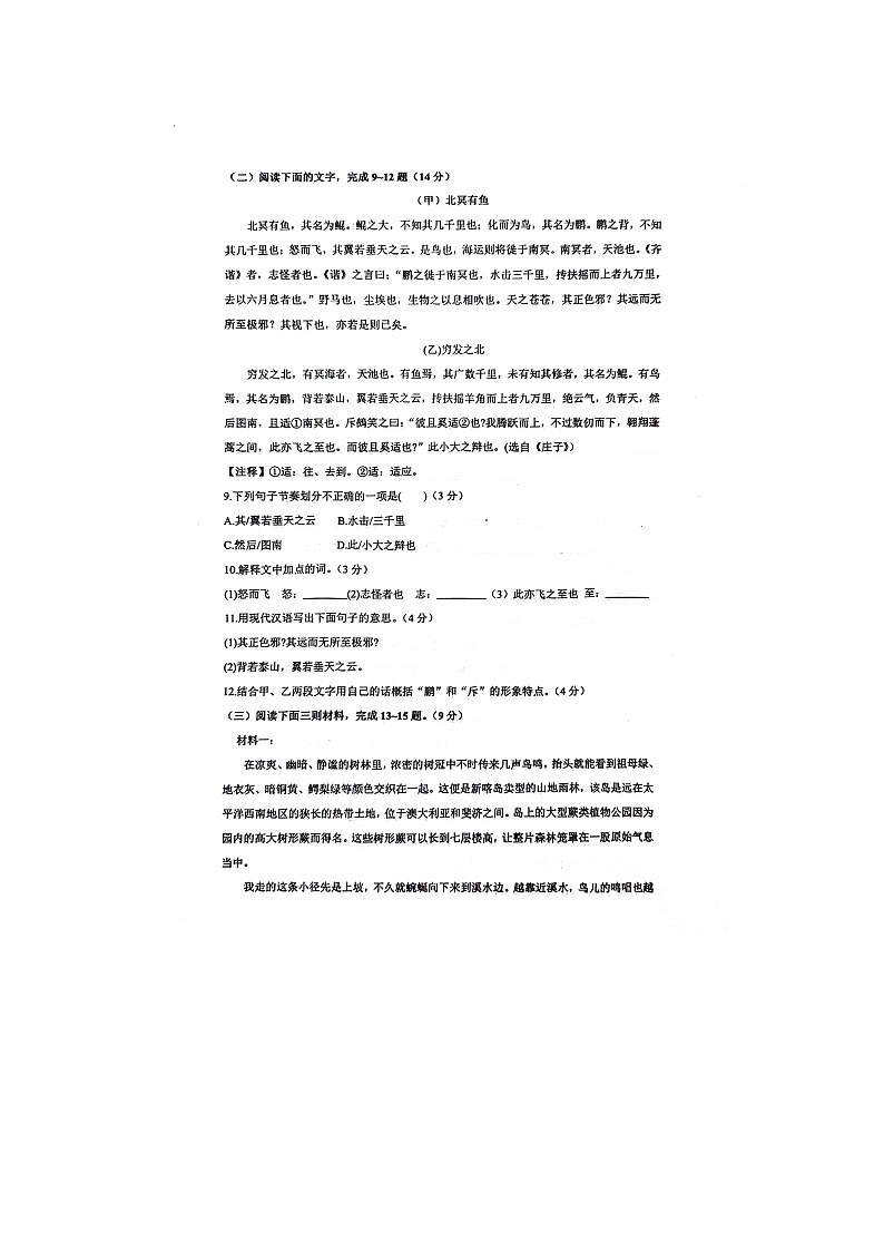 12,山东省聊城市东阿县实验中学2023-2024学年八年级下学期5月月考语文试题第3页