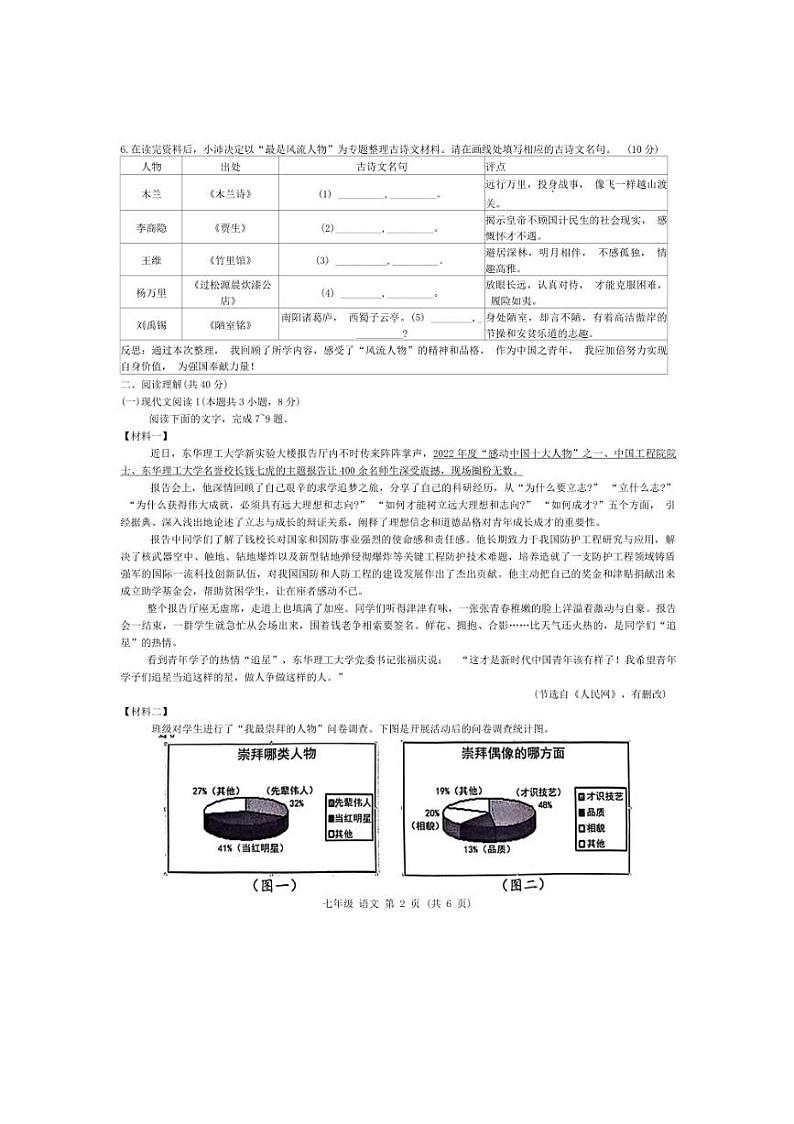 广西来宾市校际联考2023~2024学年七年级下学期6月月考语文试题(无答案)第2页