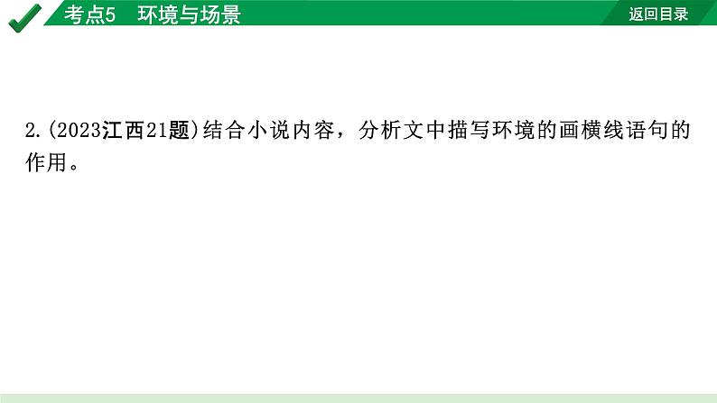 2024成都语文中考试题研究备考专题二 记叙文(含文学作品)阅读 小说 考点5 环境与场景【课件】第3页
