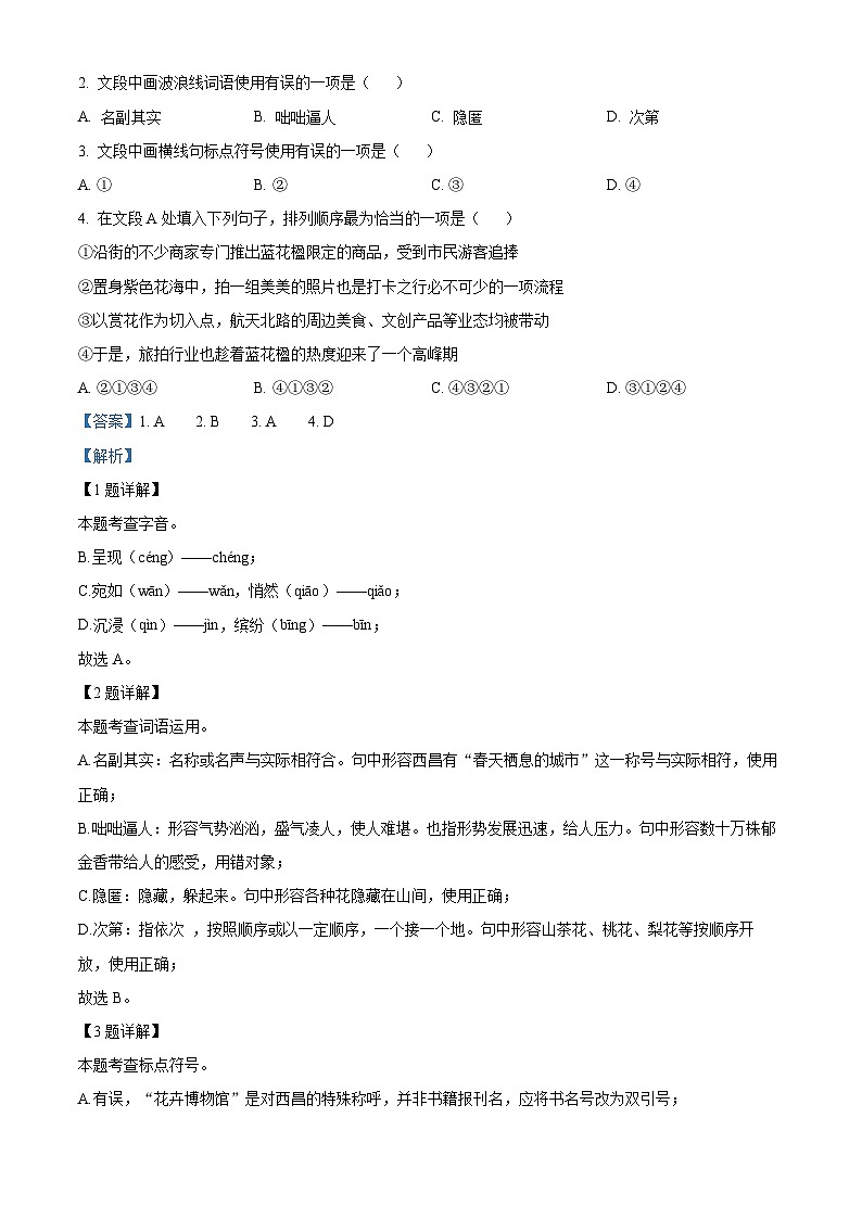 2024年中考真题—四川省凉山州语文试题(解析版)02