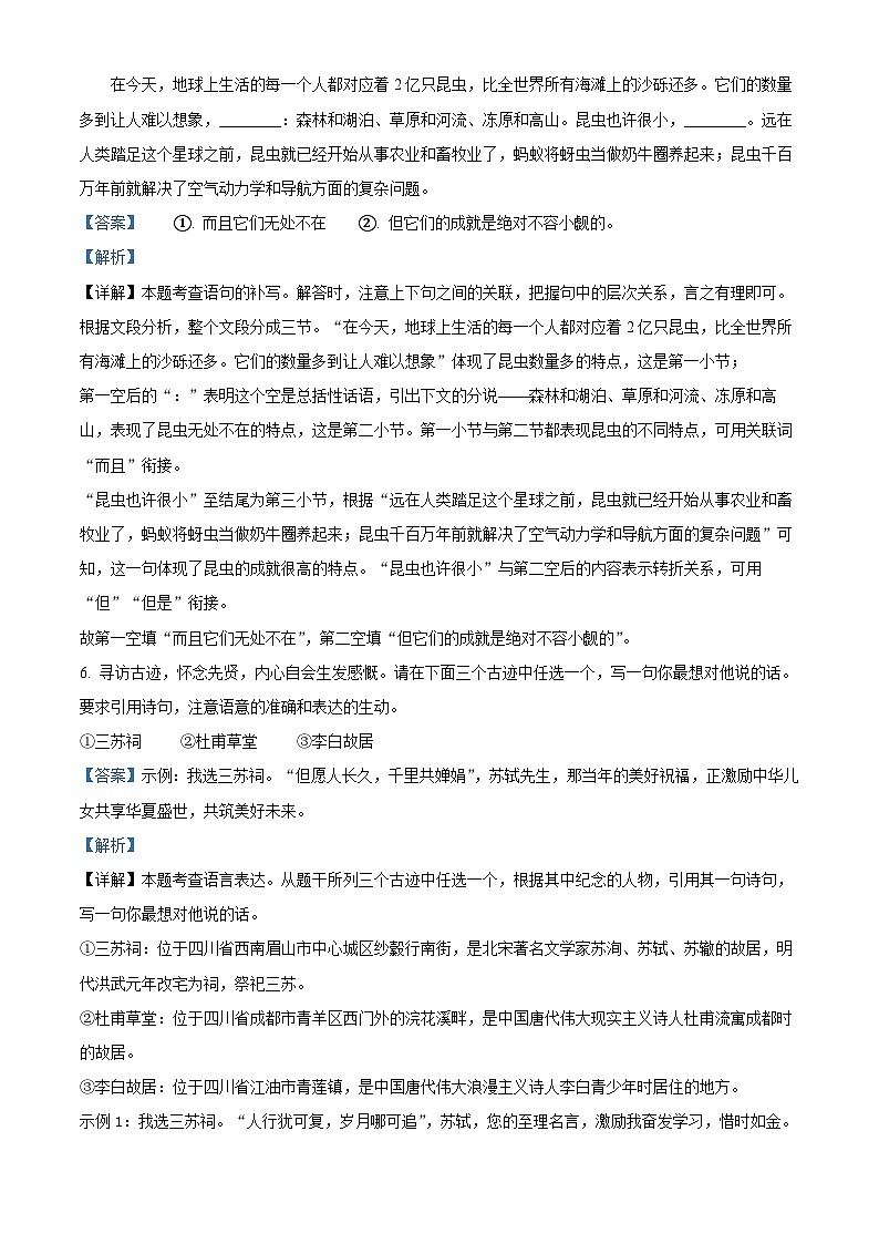 2024年中考真题—四川省眉山市语文试题(解析版)03
