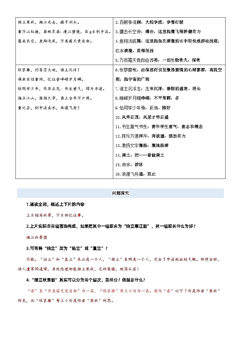 专题09 同步讲义:《沁园春·长沙》新课预习-初升高语文暑假衔接(教师版+学生版)03