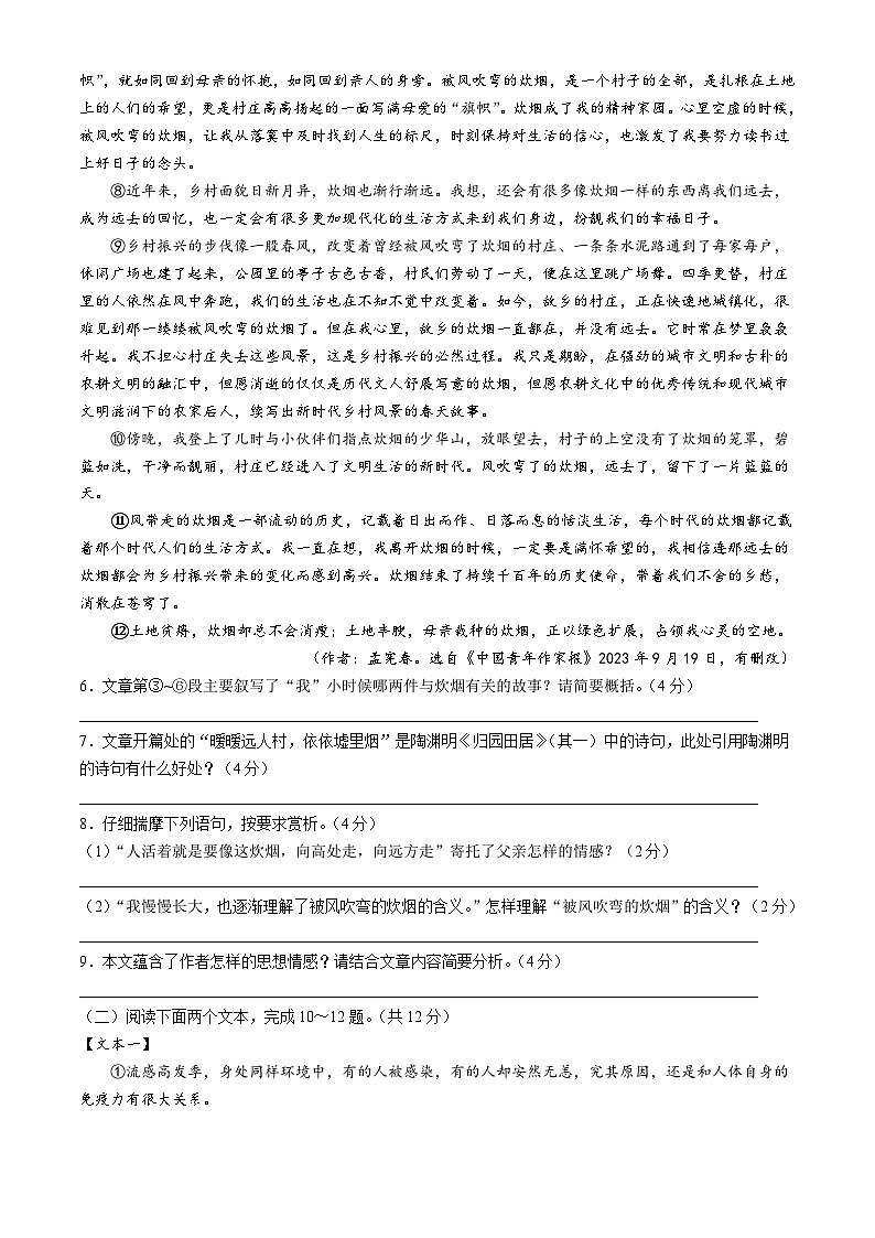 河南省周口市商水縣2023-2024學(xué)年八年級(jí)下學(xué)期期末語(yǔ)文試題第3頁(yè)