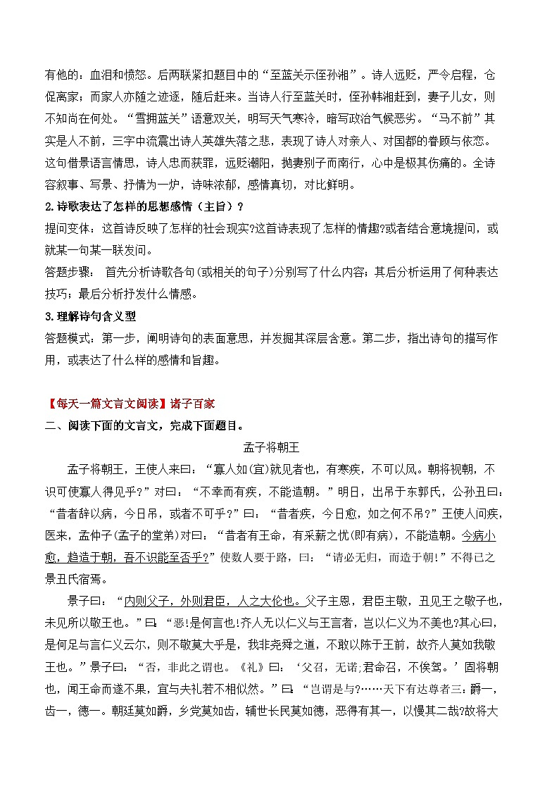 专题17 八升九暑假衔接 语文素养与能力提升天天练 (十七)学案+练习+答案 2024全国通用02