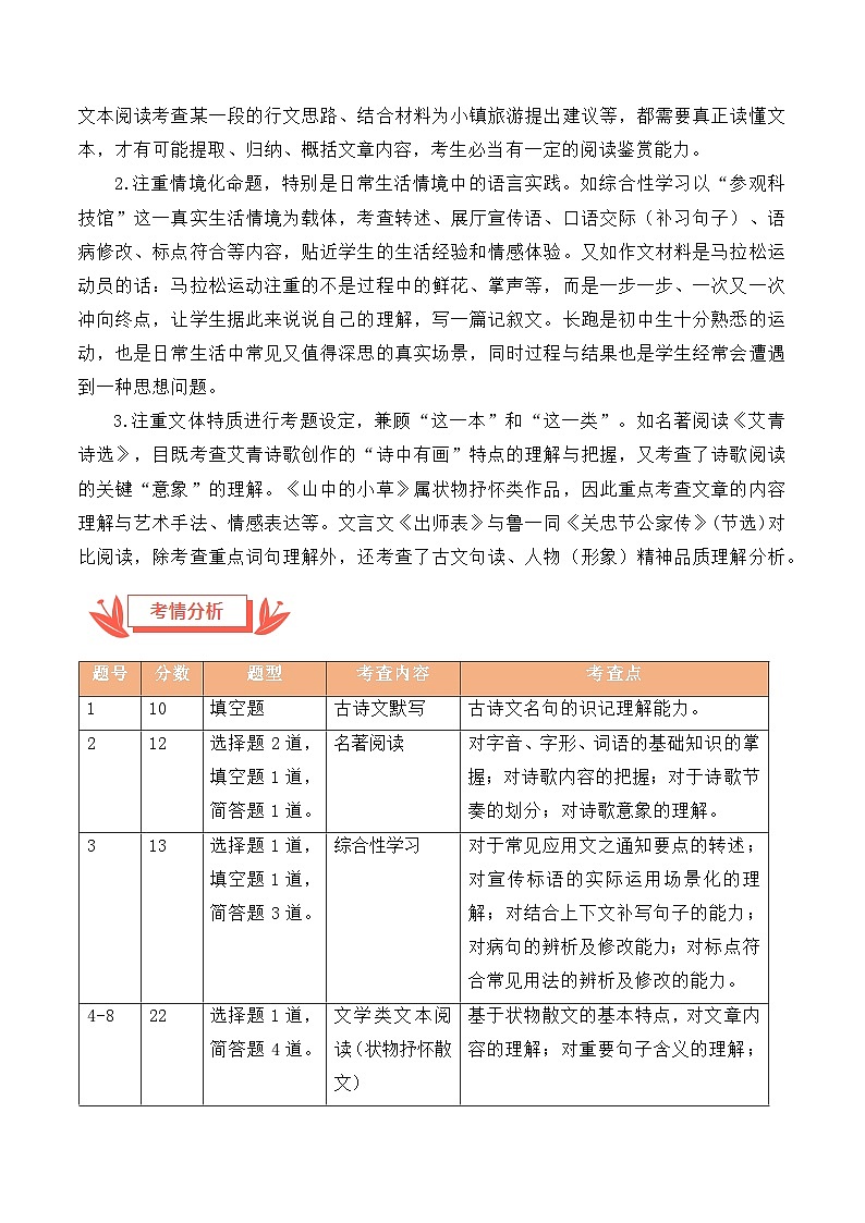 2024年中考语文真题完全解读(安徽卷)02