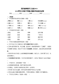 四川省绵阳市三台县2023-2024学年七年级下学期4月期中考试语文试卷(含答案)