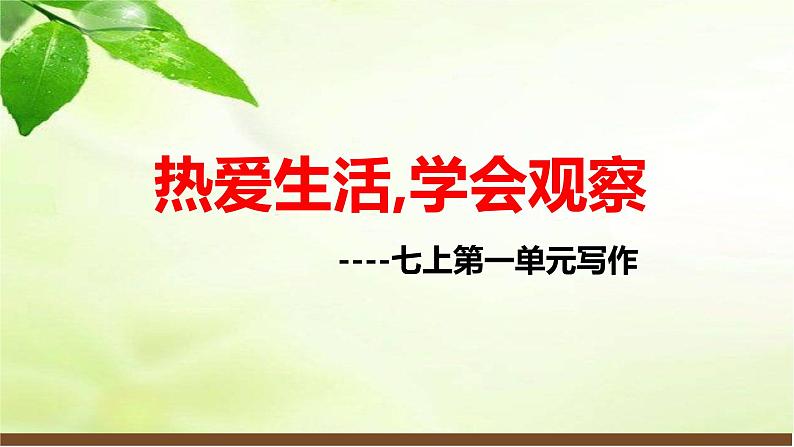 【任务型教学】部编版初中语文七上第一单元写作《热爱生活,学会观察》(课件+教案+学案)01