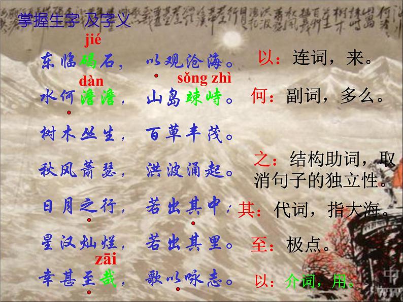 七年级语文部编版上册 第4课《古代诗歌四首》之《观沧海》课件第5页